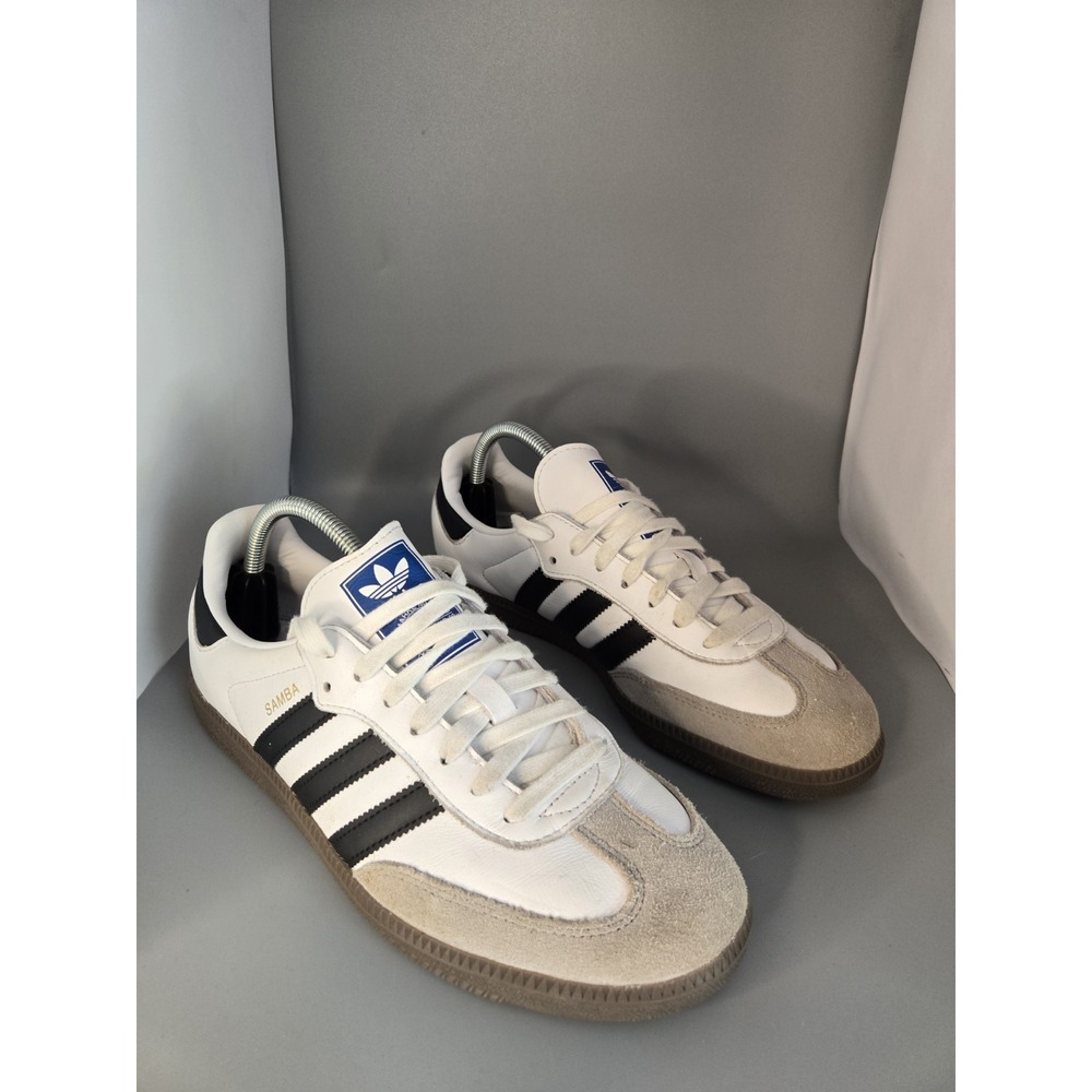 Adidas Samba OG Low White Black Gum Low Sneakers Mens Size 8.5 B75806 Indoor Soc